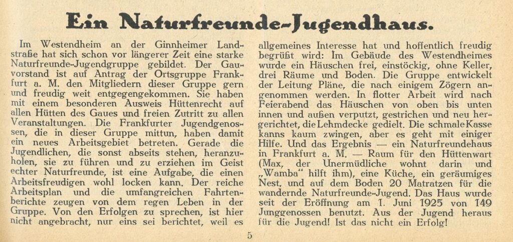 Naturfreunde Westendheim, Luginsland Heft 1, 1926 (Copy)
